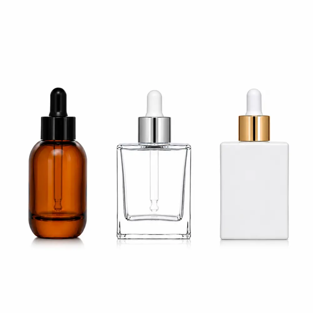 Custom serum glass bottles with dropper and pump closures
