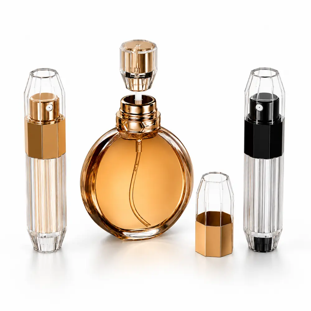 Refillable perfume glass bottles for sustainable fragrance packaging