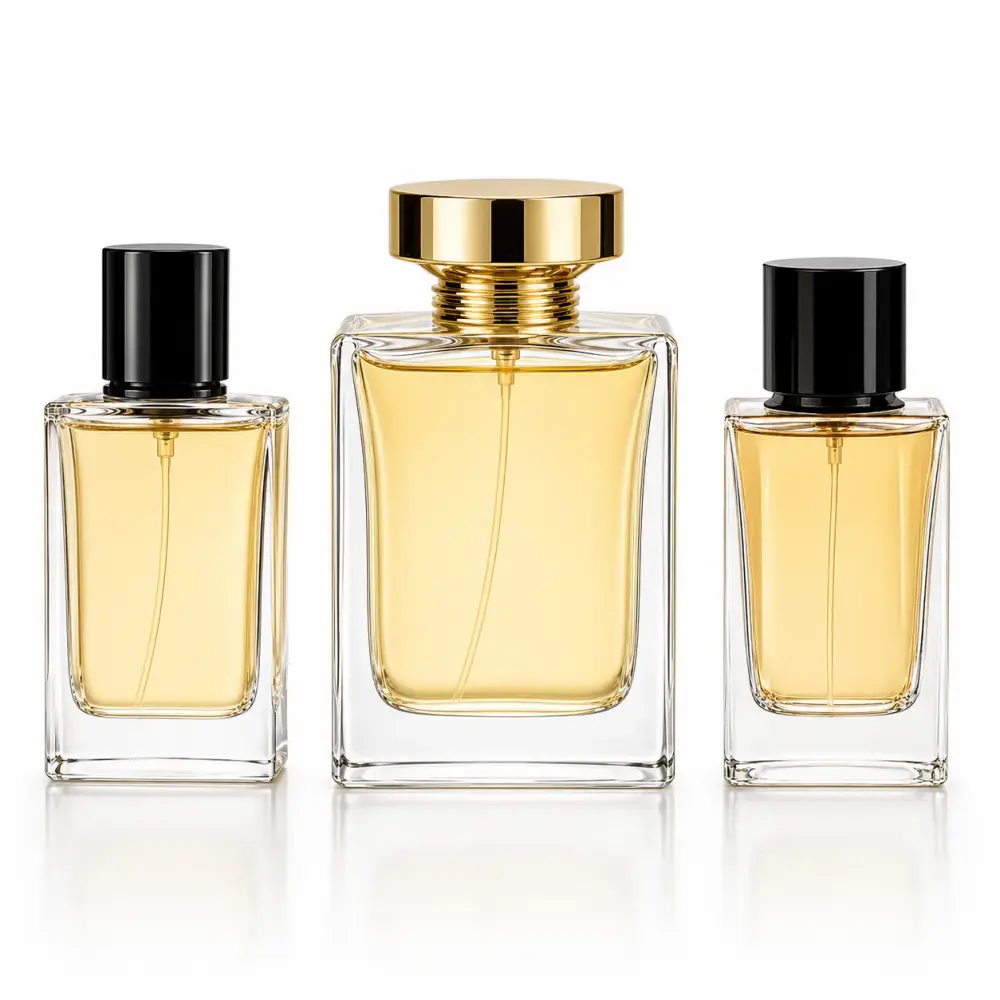 Custom square perfume glass bottles for fragrance packaging