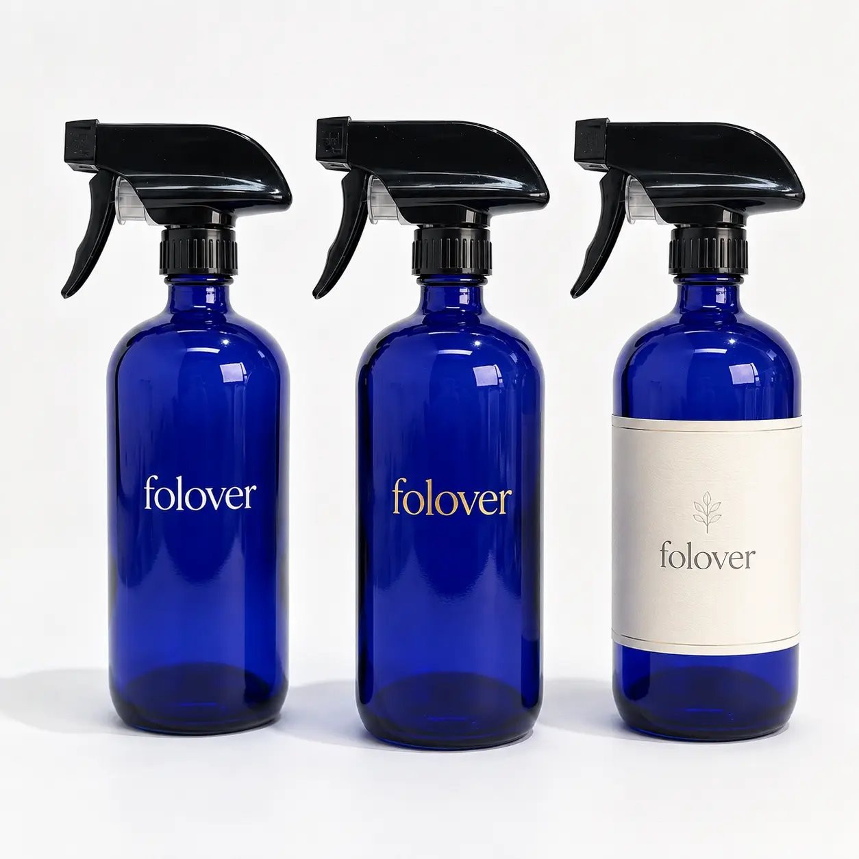 500ml Blue Boston Round Bottle Logo Customization Reference 500ml blue Boston round bottle showing logo placement and customization reference on the bottle surface.