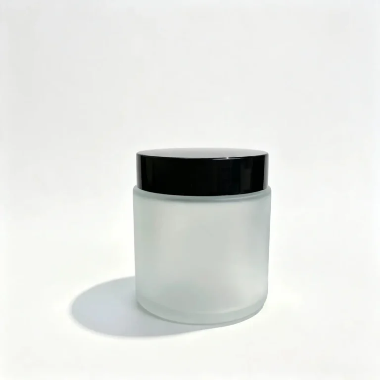 Front view of the complete 100g glass face cream jar with its matching cap