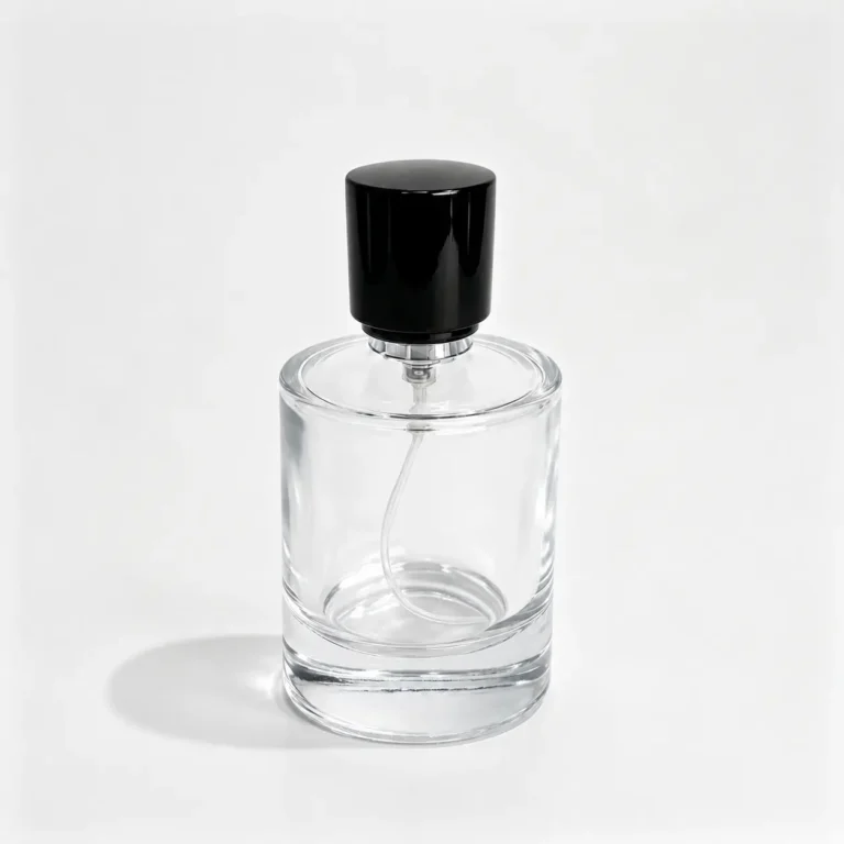 100ml Perfume Round Bottle Wholesale with Clear Cylindrical Glass and Crimp Spray