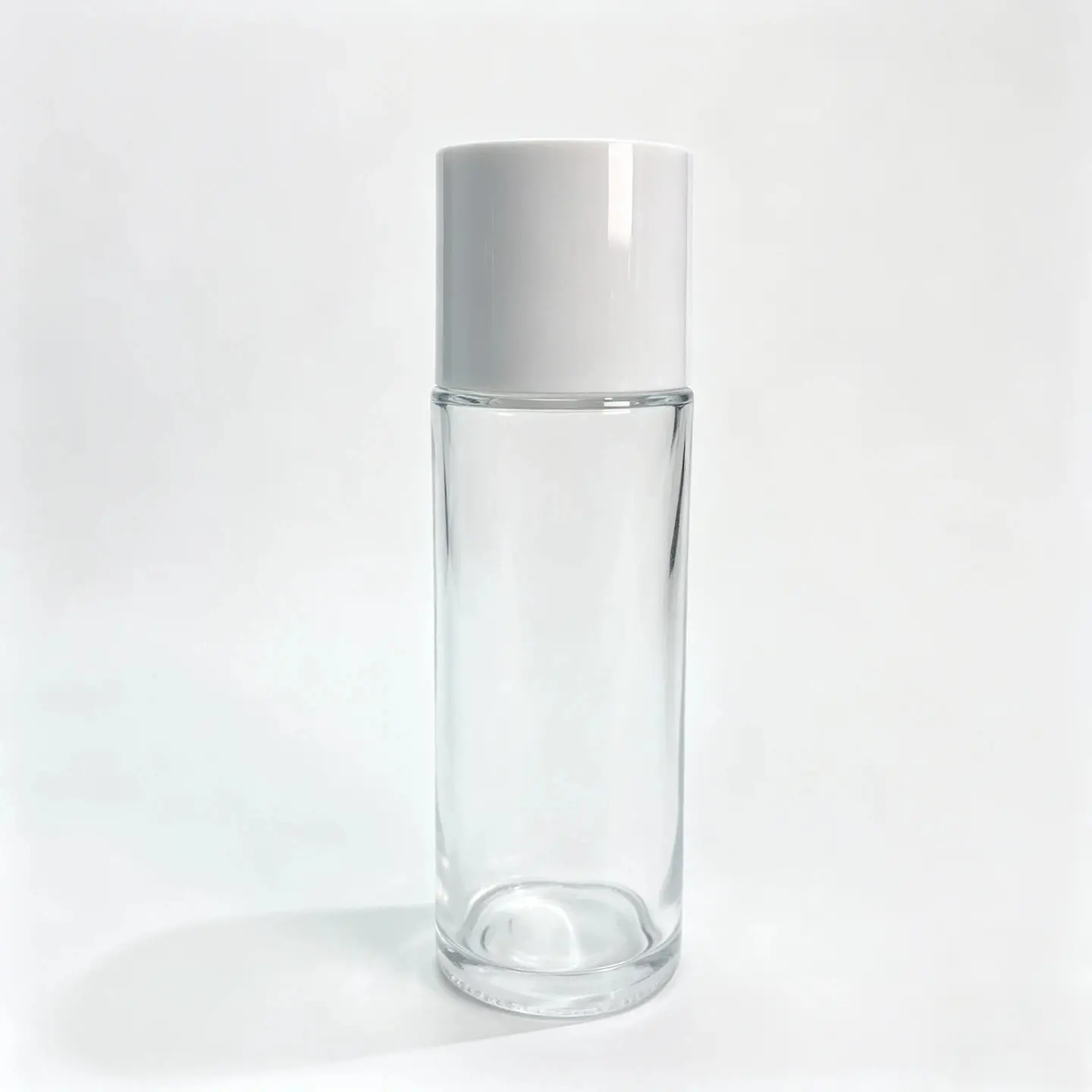 100ml Facial Toner Glass Bottle Front View Front view of the complete 100ml facial toner glass bottle with matching closure components