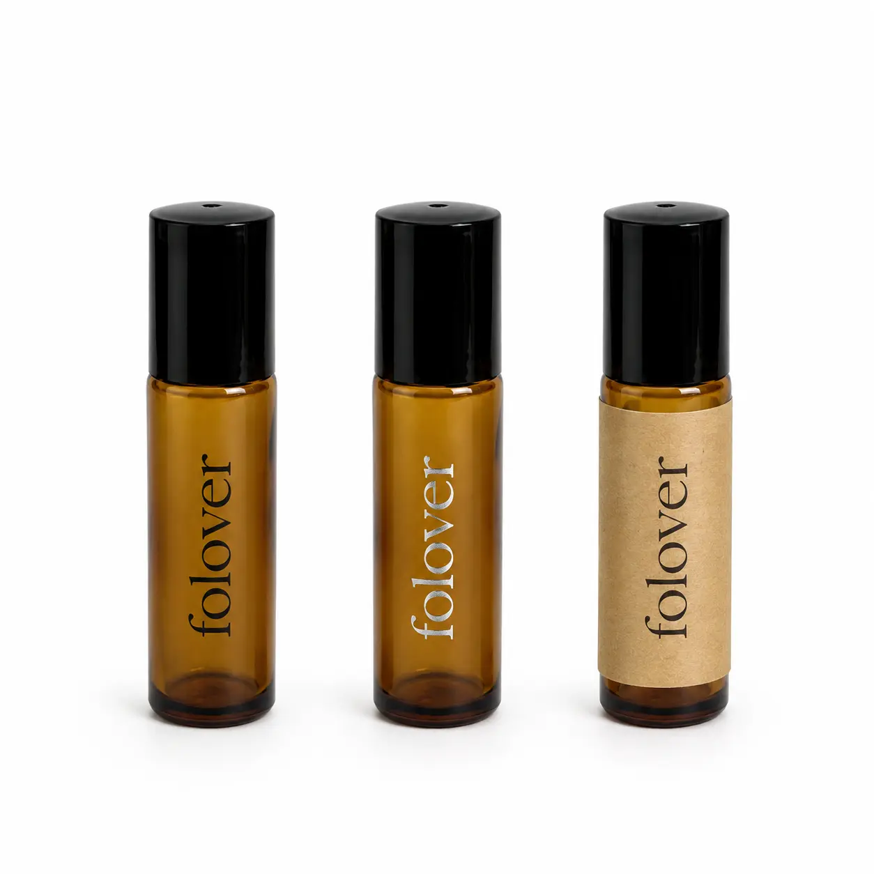 10ml Amber Glass Roller Bottle Logo Customization Reference 10ml amber glass roll on perfume bottle displayed with custom logo decoration references for branded fragrance packaging