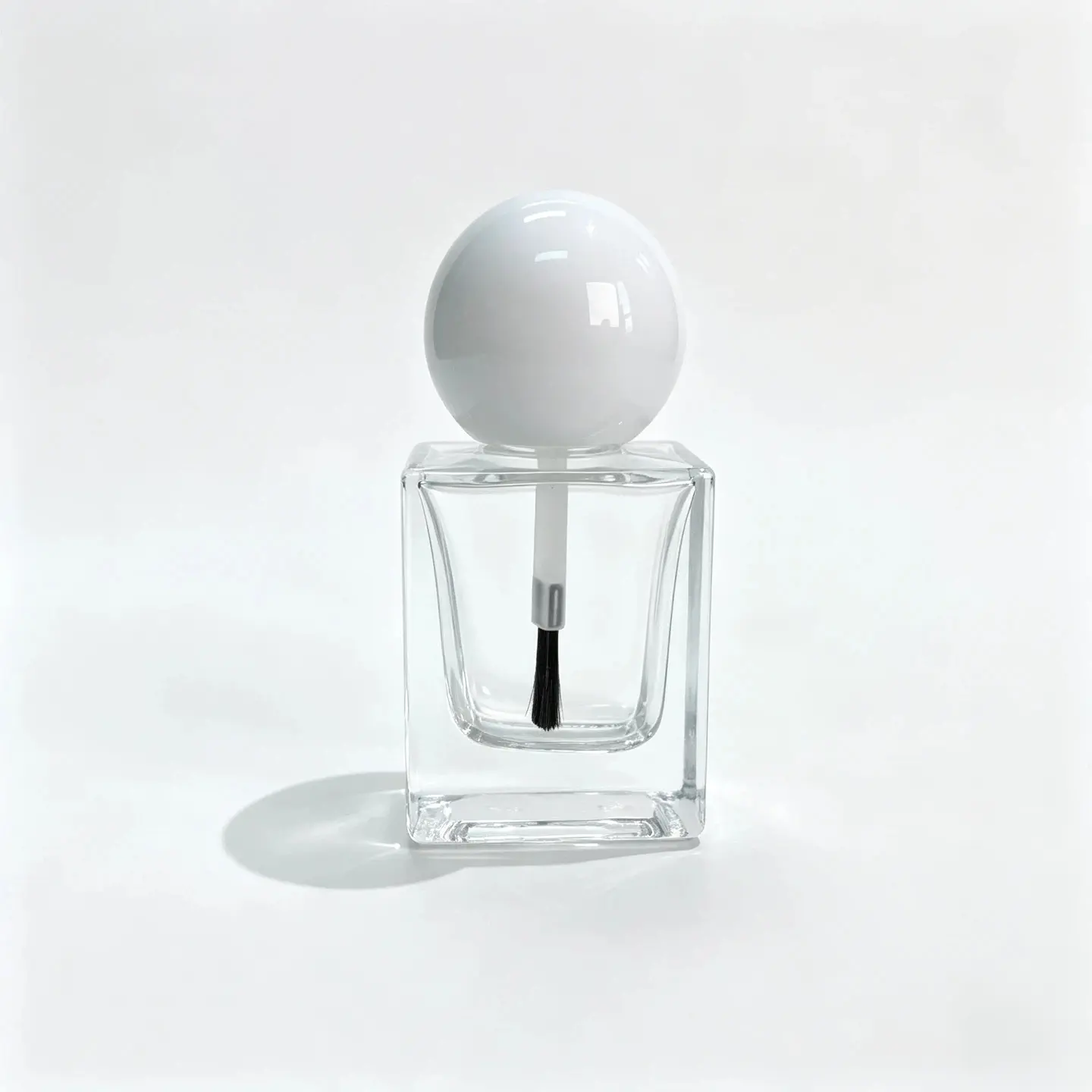 Front view of the complete 10ml custom nail polish bottle with fitted cap