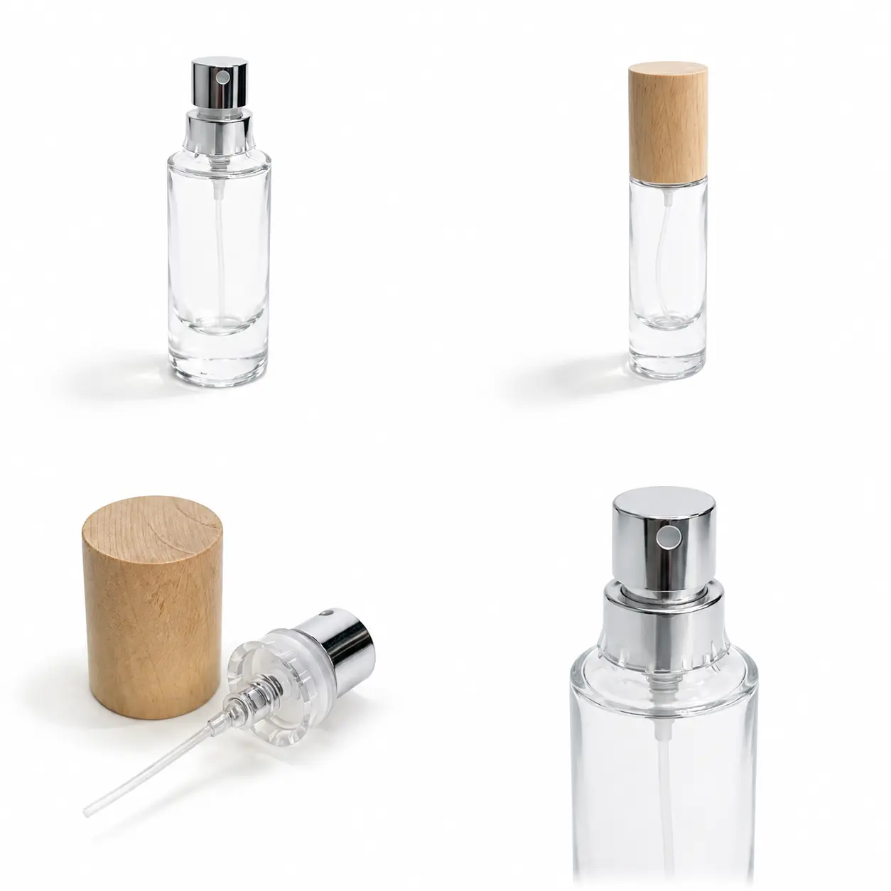 10ml Cylindrical Glass Perfume Bottle Detail View 10ml cylindrical glass perfume bottle detail views highlighting the slim round body and fragrance packaging components