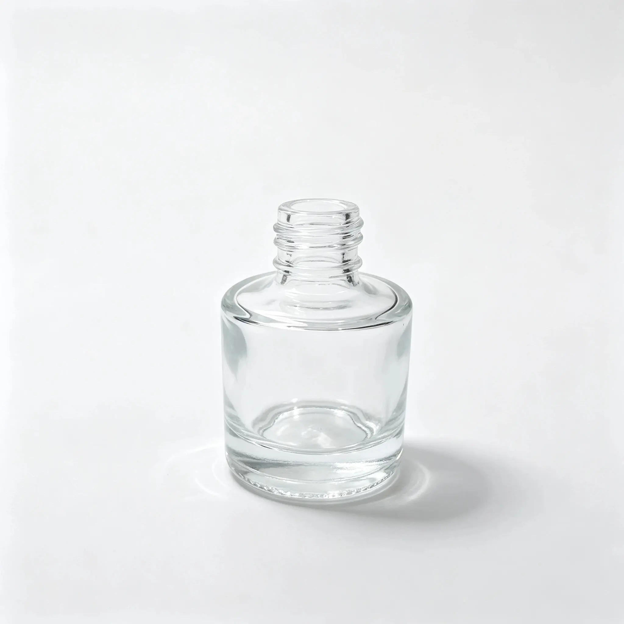 10ml Glass Gel Nail Polish Bottle Neck Opening Detail Close view of the 10ml glass gel nail polish bottle neck and opening for packaging component evaluation