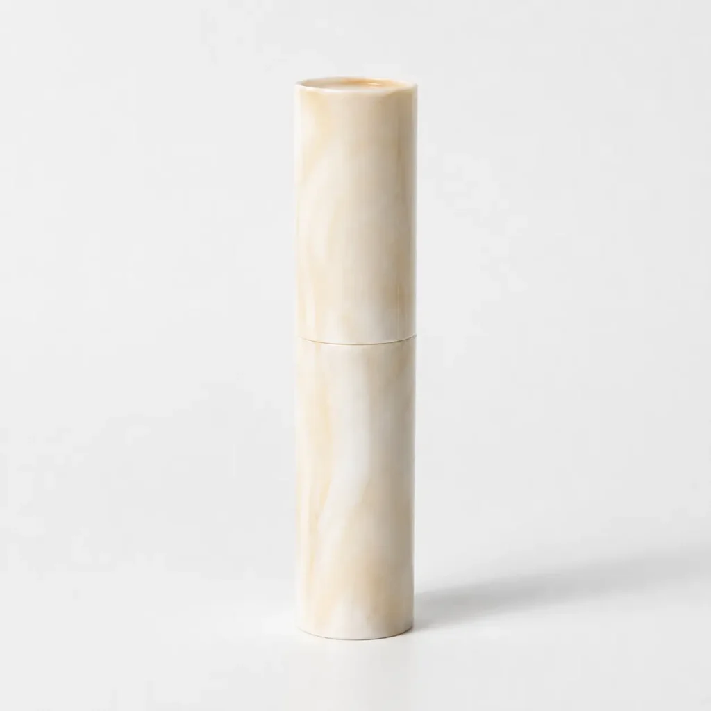 10ml marble pattern travel perfume atomizer complete front view with cylindrical outer shell