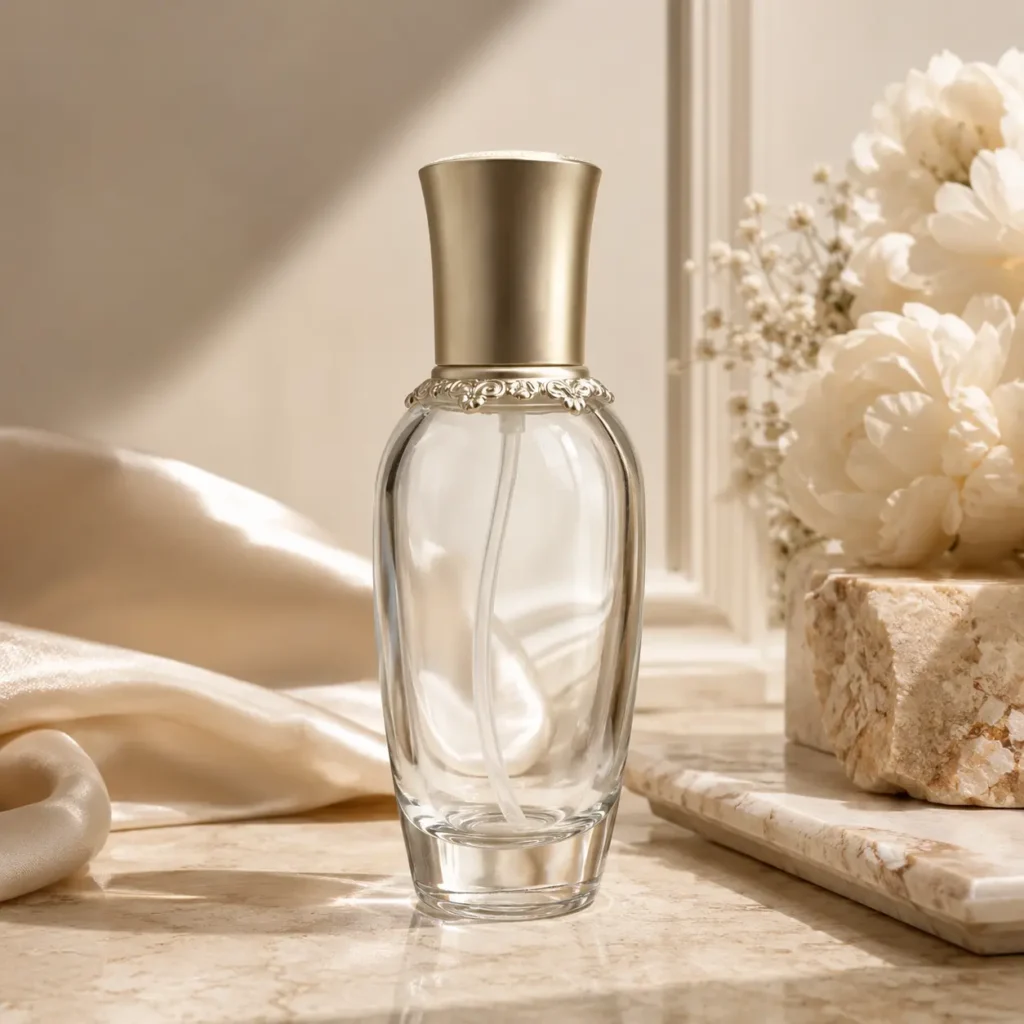 120ml empty lotion pump bottle arranged in a clean cosmetic packaging presentation scene