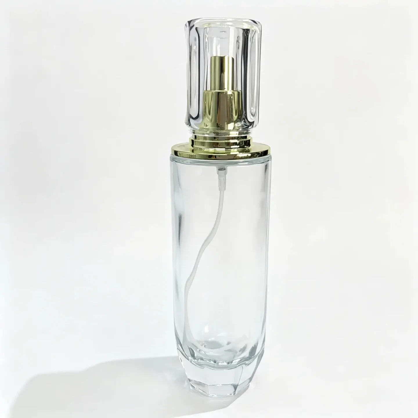 120ml Face Toner Spray Bottle Front View Front view of the 120ml face toner spray bottle assembled with spray pump and cap