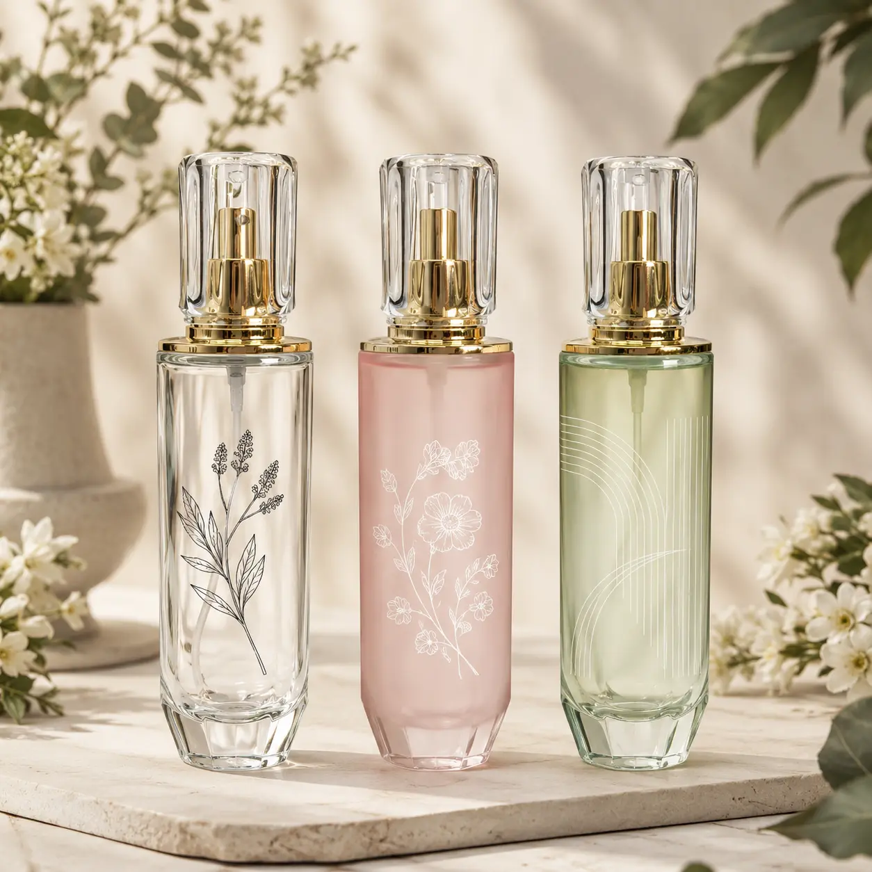 120ml Face Toner Spray Bottle Printing Color Reference 120ml face toner spray bottles showing custom color and decorative printing options