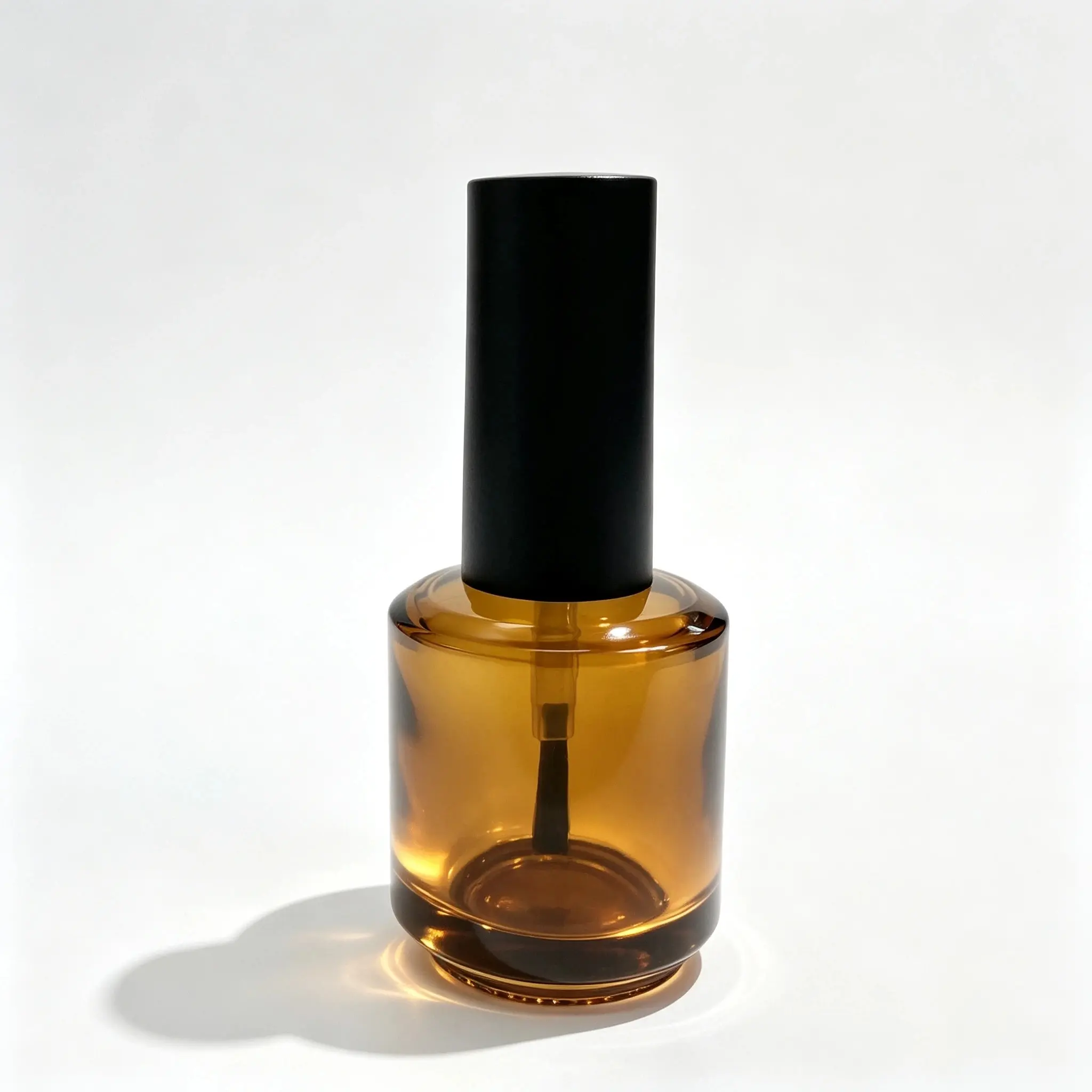 15ml Empty Nail Polish Bottle Front View Front view of the complete 15ml empty nail polish bottle with cap for custom nail polish packaging