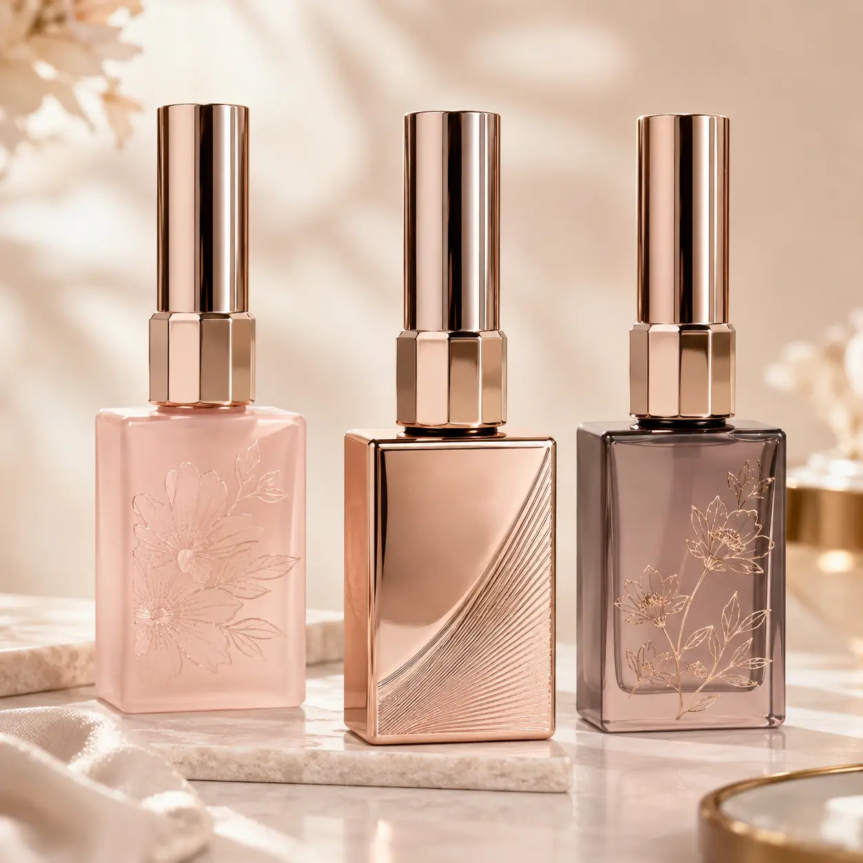 15ml empty nail polish bottles showing different printing colors and decorative customization effects