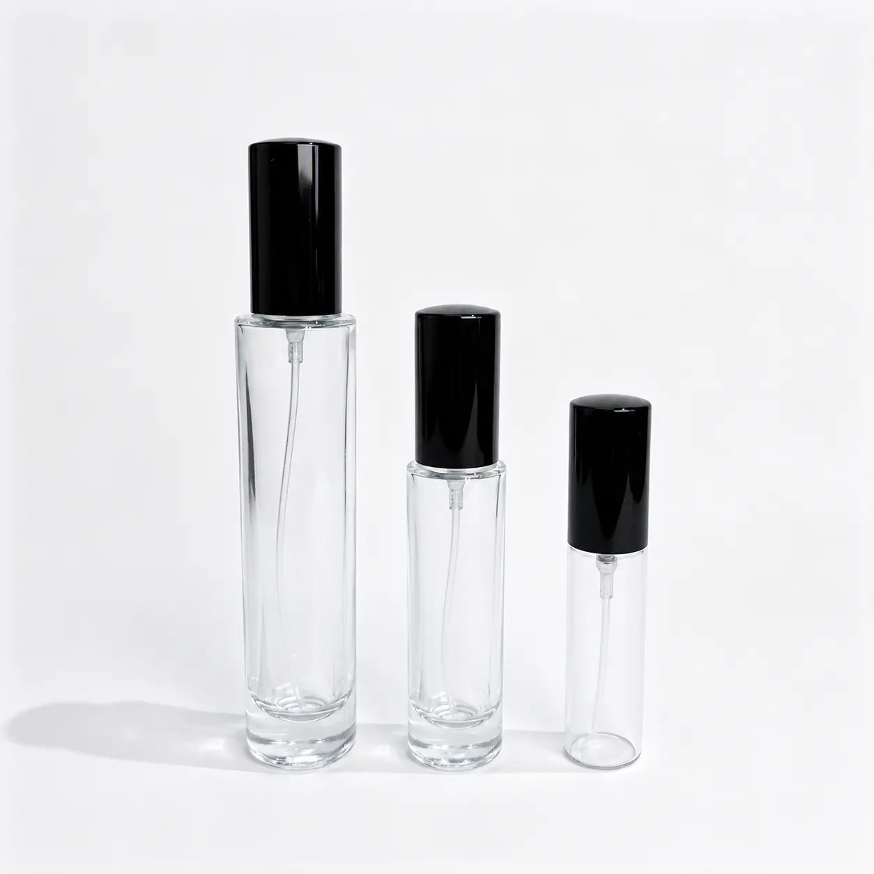 15ml Portable Glass Perfume Spray Bottle Front View 15ml portable glass perfume spray bottle shown in complete front view with crimp sprayer and outer cap