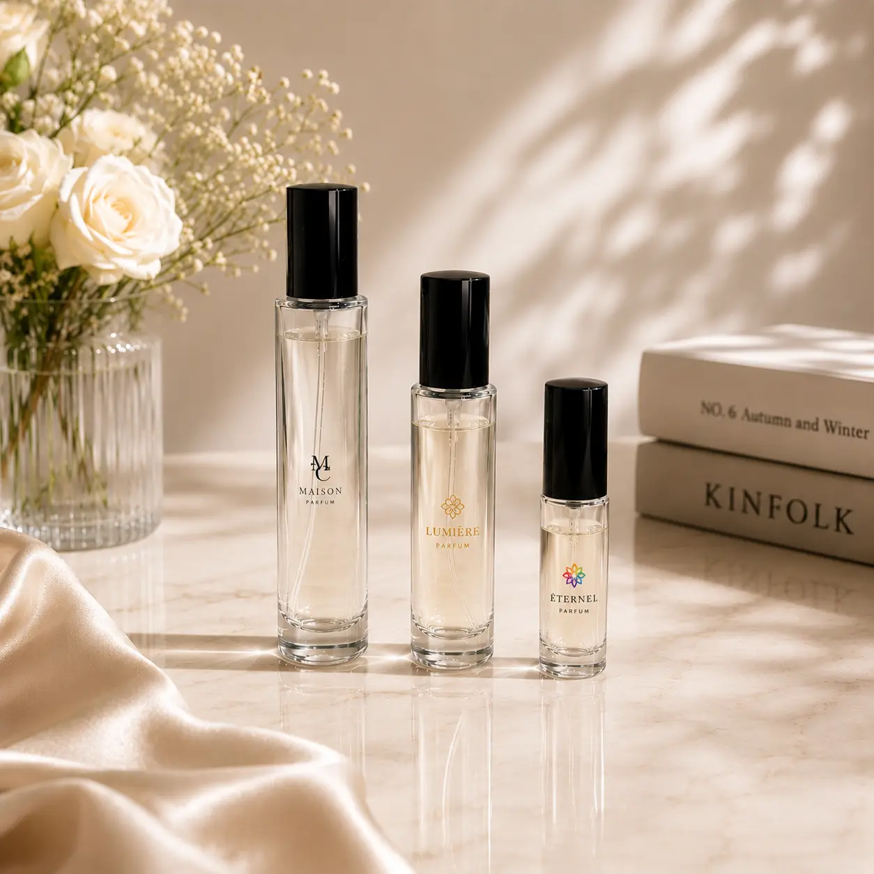 15ml Portable Glass Perfume Spray Bottle Packaging Scene 15ml portable glass perfume spray bottle displayed in a travel fragrance packaging scene with its complete spray and cap configuration