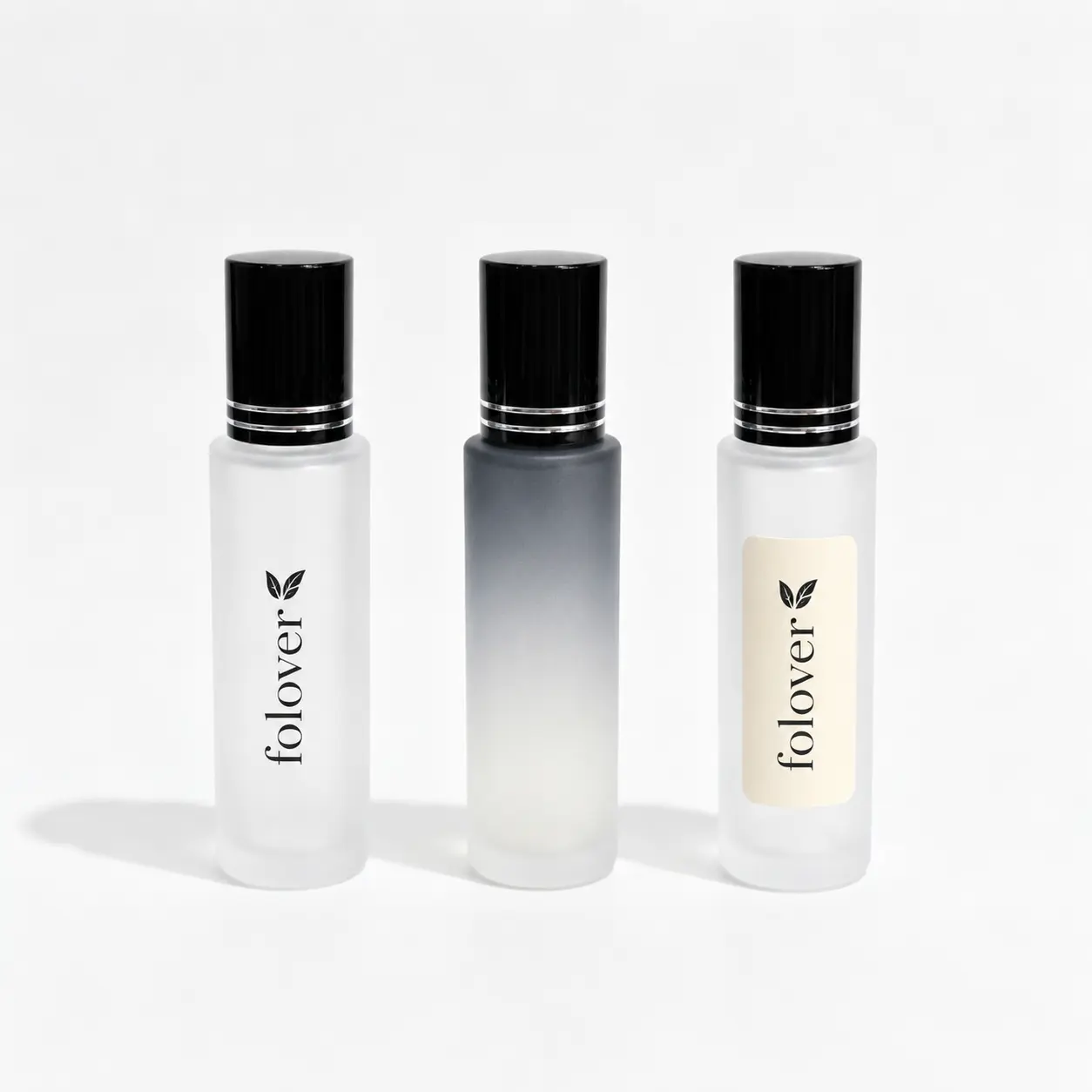 20ml Frosted Glass Roll On Perfume Bottle Logo Customization Reference 20ml frosted glass roller bottle displayed with custom logo decoration examples for fragrance packaging