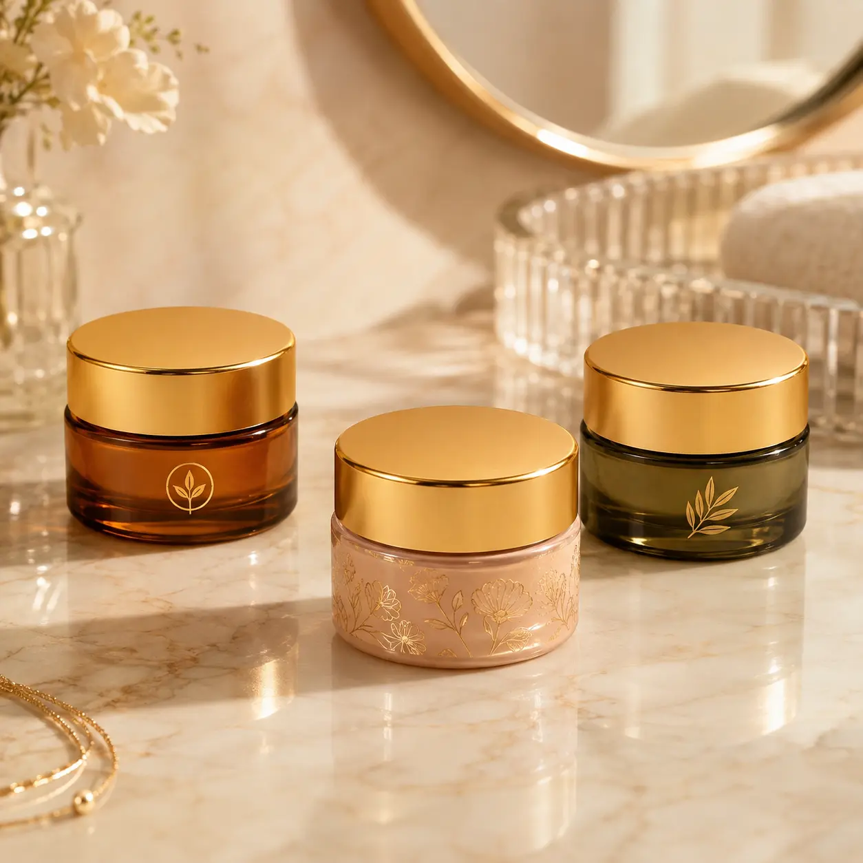 Printing color reference for custom decoration on the 30g amber glass cosmetic cream jar