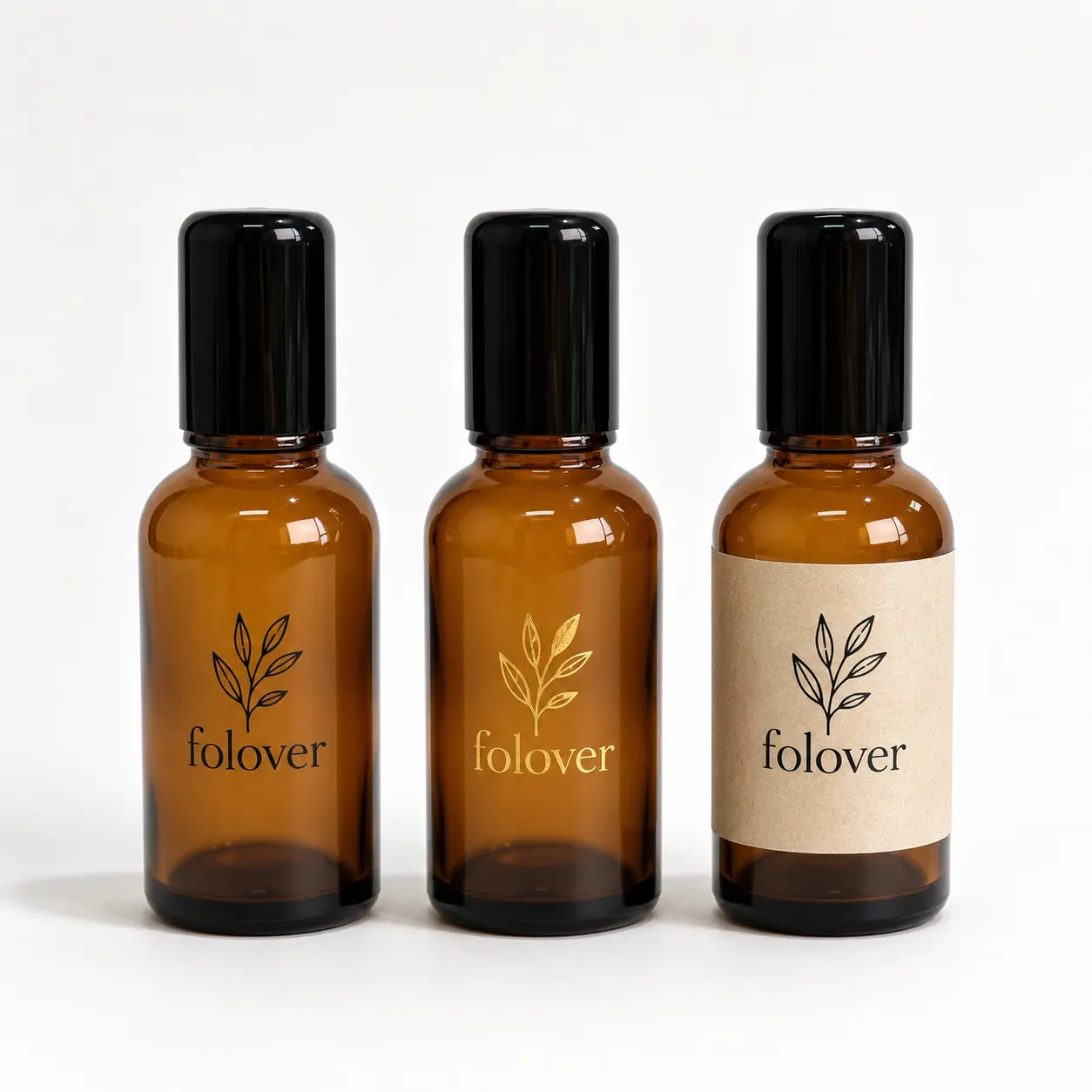 30ml Amber Glass Roll On Perfume Bottle Logo Customization Reference 30ml amber glass essential oil roller bottle displayed with custom logo decoration examples for branded packaging