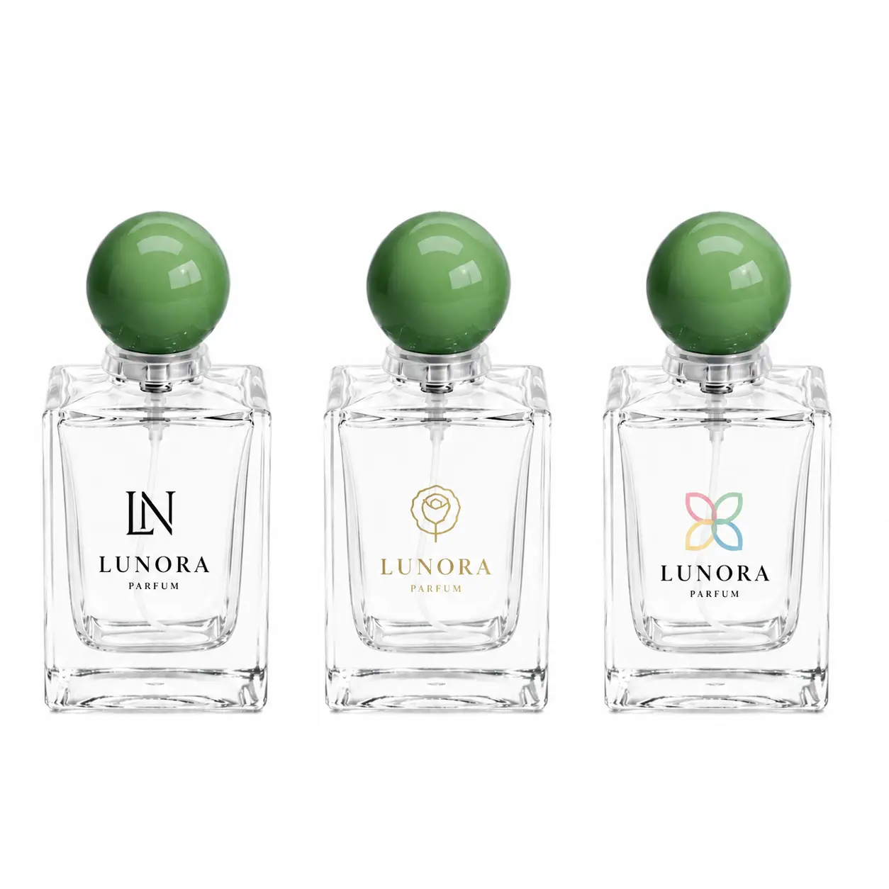 30ml custom glass perfume bottle displaying a logo decoration reference across the high clarity double layer bottle surface
