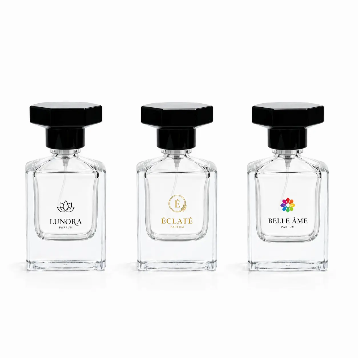 30ml Custom Glass Perfume Bottle Logo Customization 30ml custom square glass perfume bottle displaying a logo decoration reference across the bottle surface