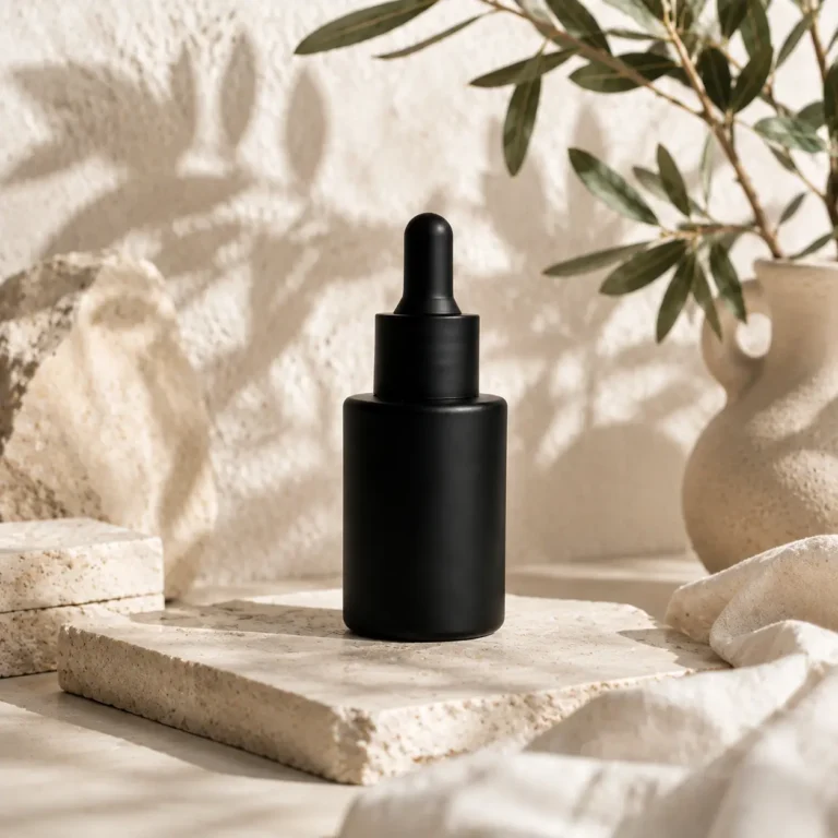 30ml Matte Black Essential Oil Dropper Bottle for Custom Packaging