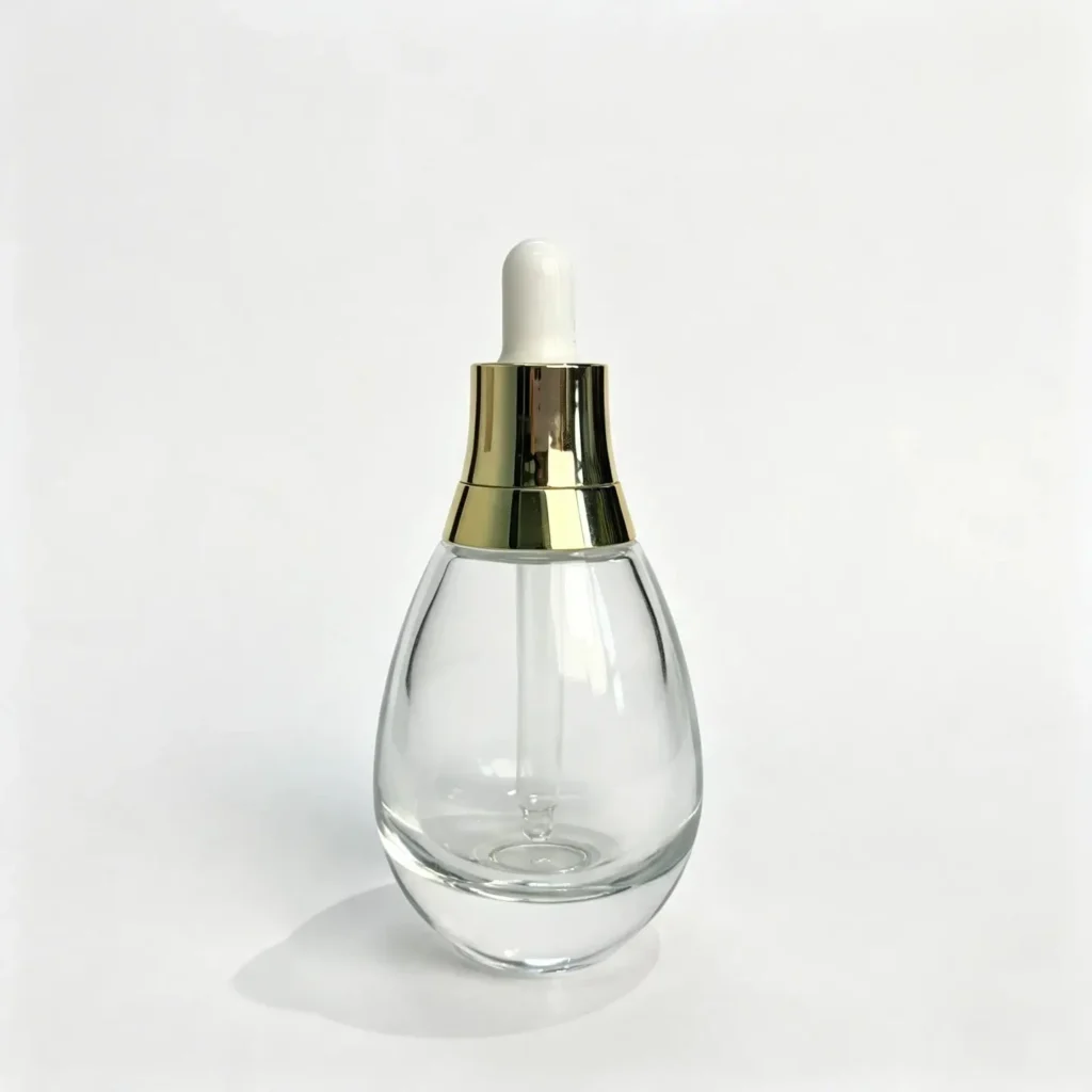 30ml Glass Serum Dropper Bottle shown from the front with the complete bottle and dropper closure assembled.