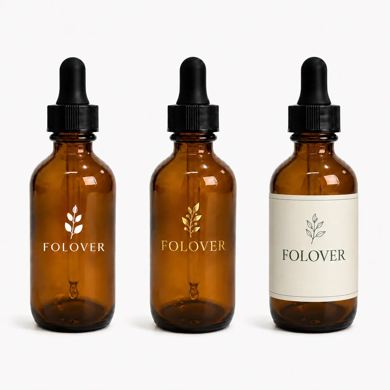 30ml-Gold-Boston-Round-Oil-Bottle-Custom-Logo-Reference 30ml gold Boston round oil bottle showing custom logo decoration options