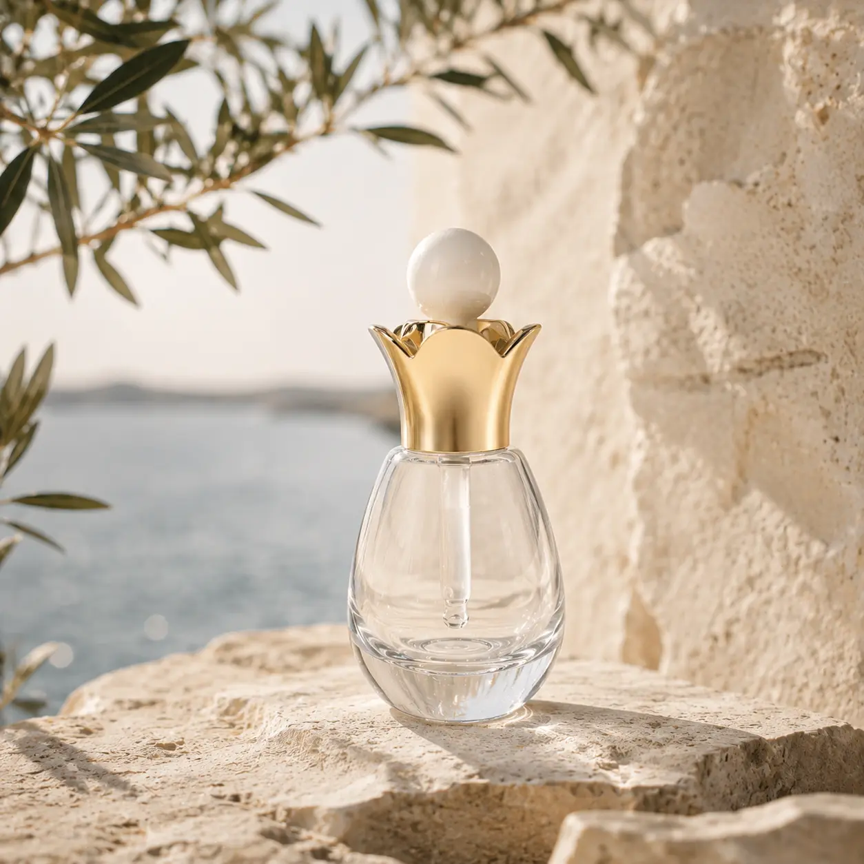 30ml serum dropper bottle shown upright in a complete front product scene for skincare and essential oil packaging