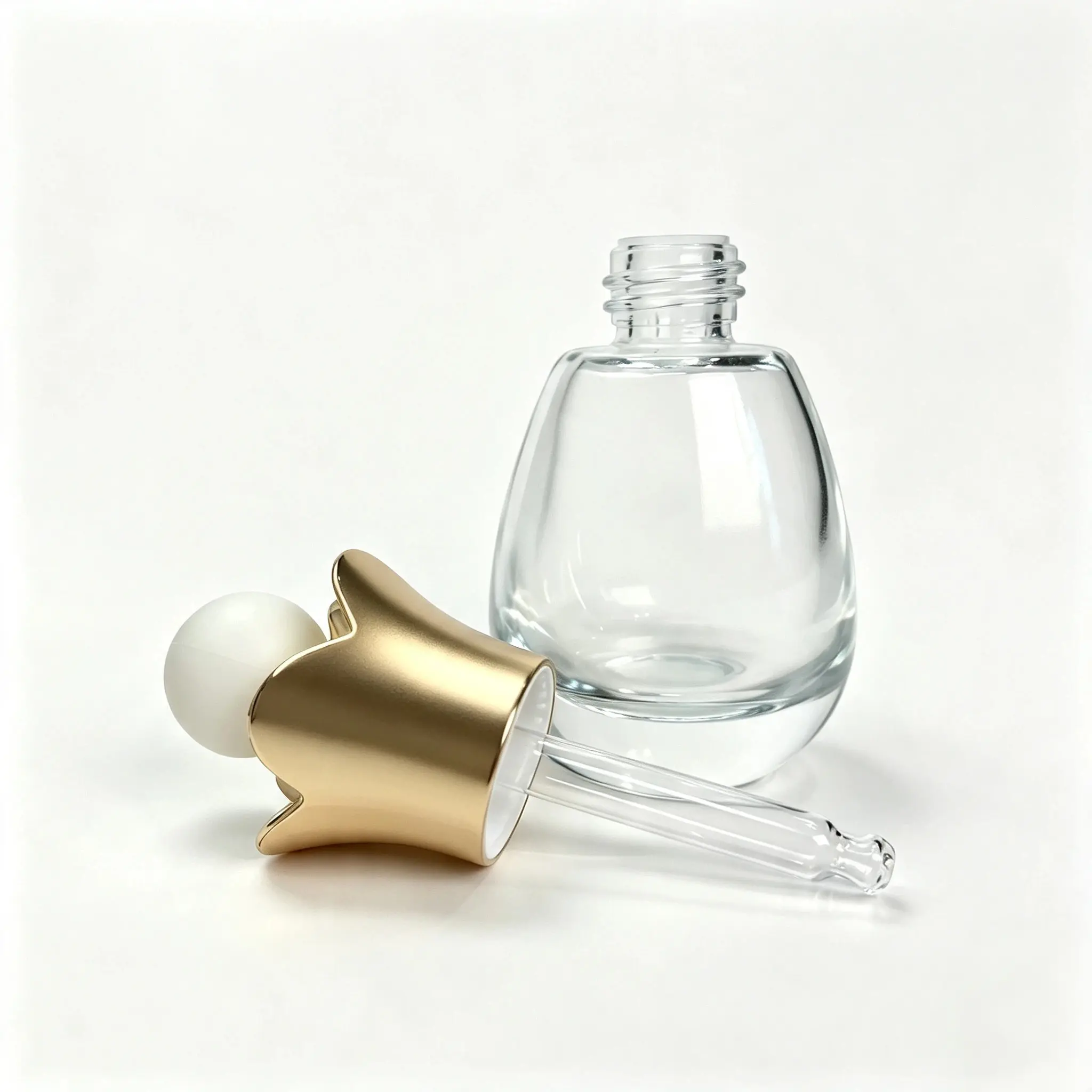 30ml serum dropper bottle displayed together with its separate dropper component