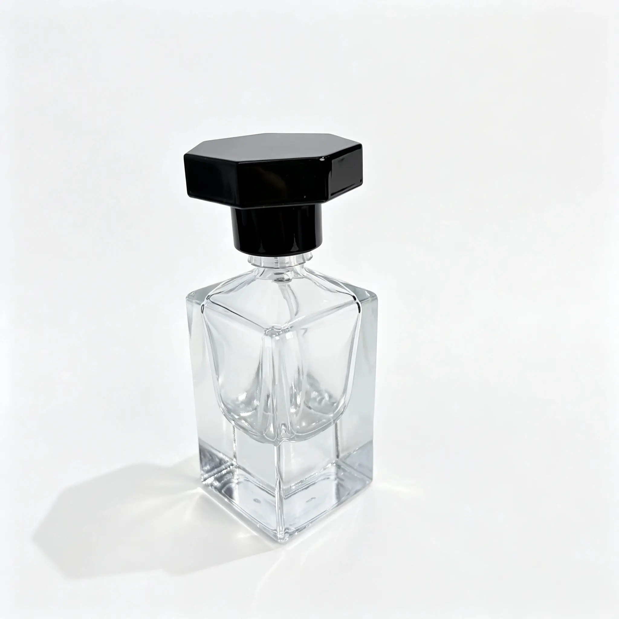 30ml Square Glass Perfume Bottle Bare Side View 30ml square glass perfume bottle shown bare from the side to highlight its 41 mm depth and double-layer recessed inner structure