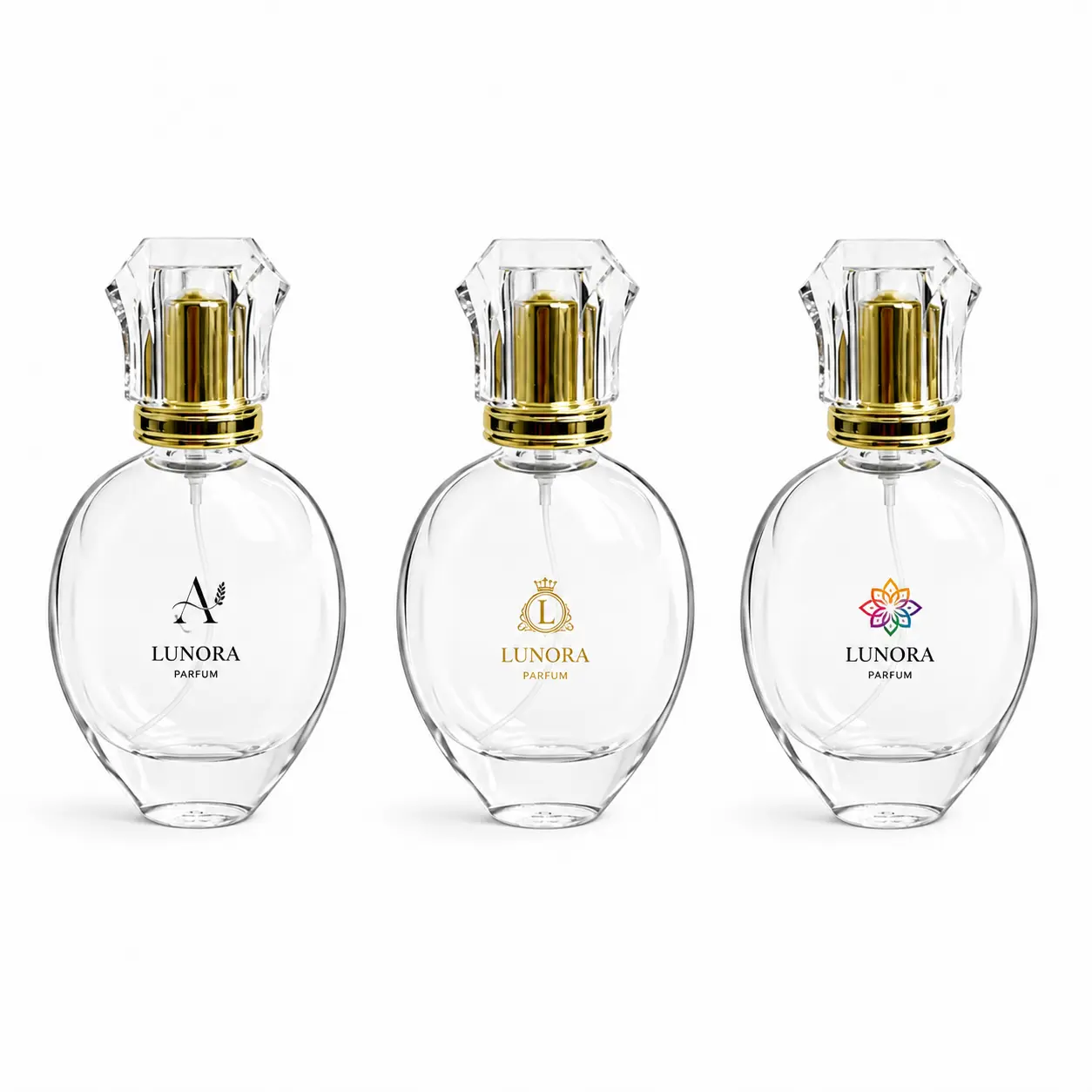 50ml Custom Oval Glass Perfume Bottle Logo Customization 50ml custom oval glass perfume bottle showing a logo decoration reference on the front bottle surface