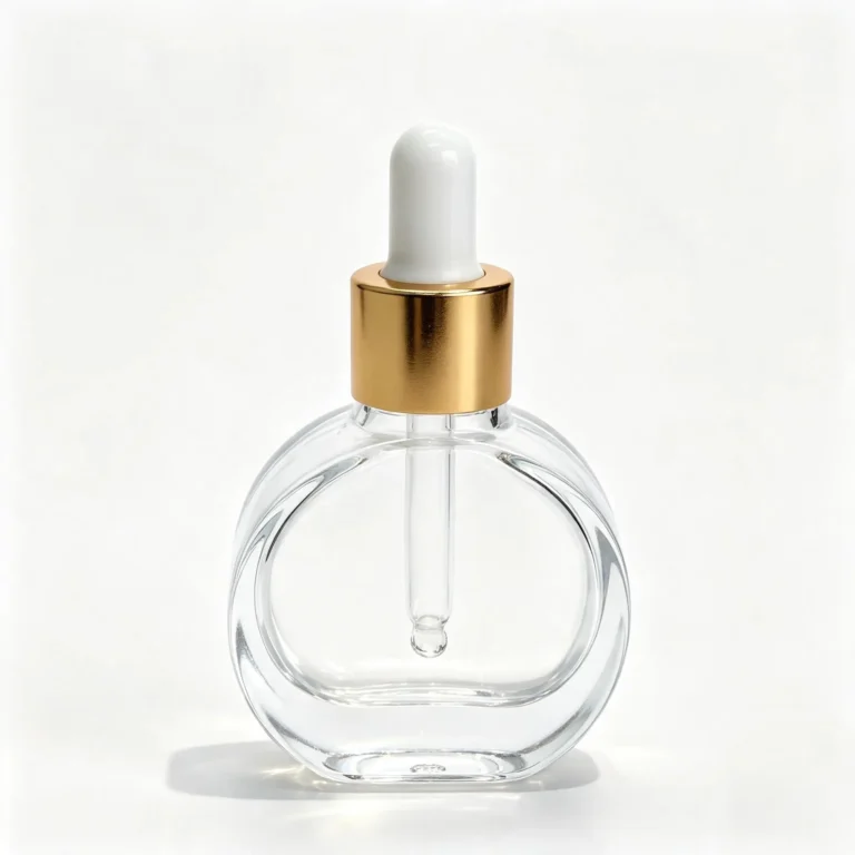 50ml glass serum dropper bottle with matching dropper closure shown from the front