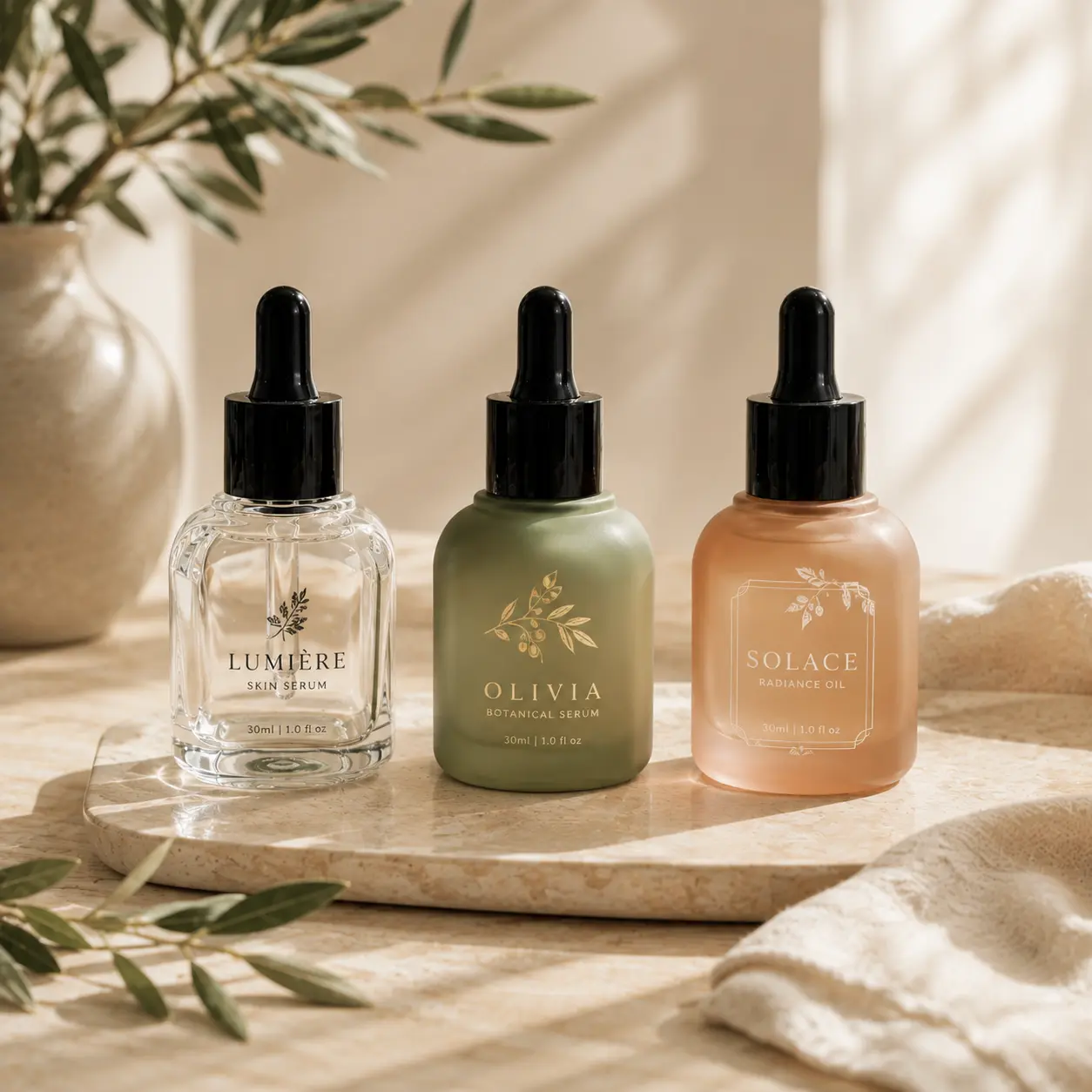 50ml Glass Serum Dropper Bottle Printing Color Reference 50ml glass serum dropper bottles showing printing and surface decoration color references.