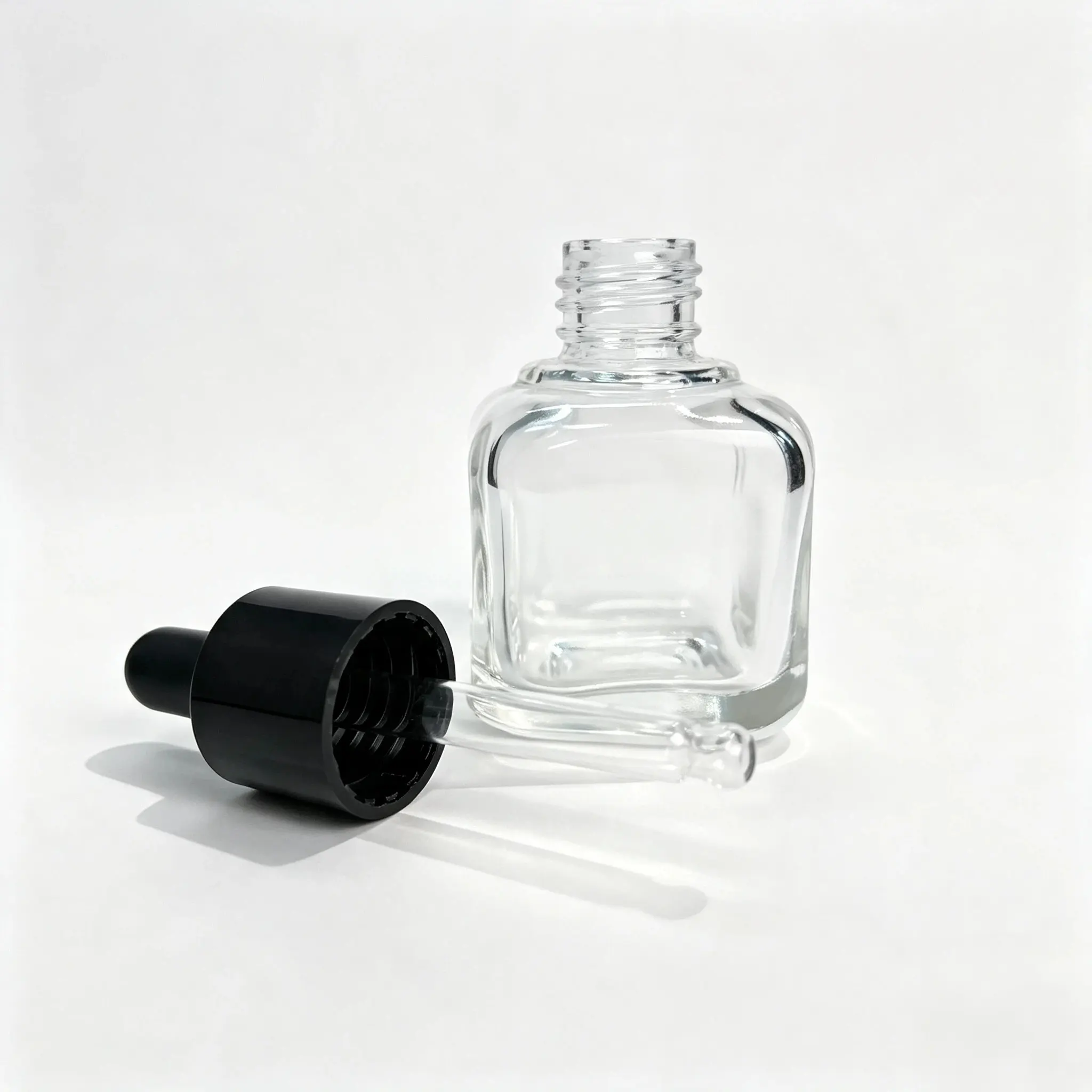 50ml Glass Serum Dropper Bottle and Dropper Separate 50ml glass serum bottle and dropper components shown for assembly reference.