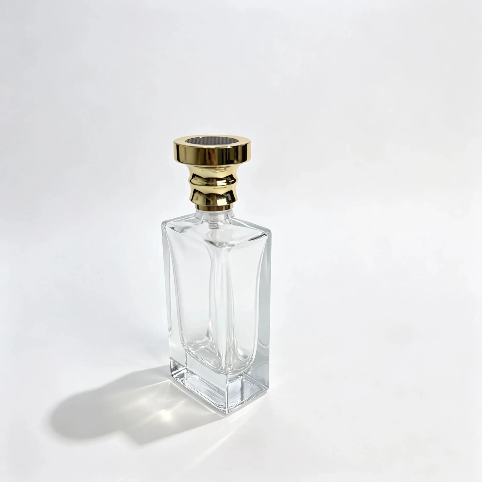 50ml rectangular perfume bottle shown bare from the side to display its slim 29 mm depth and inward-curved body profile