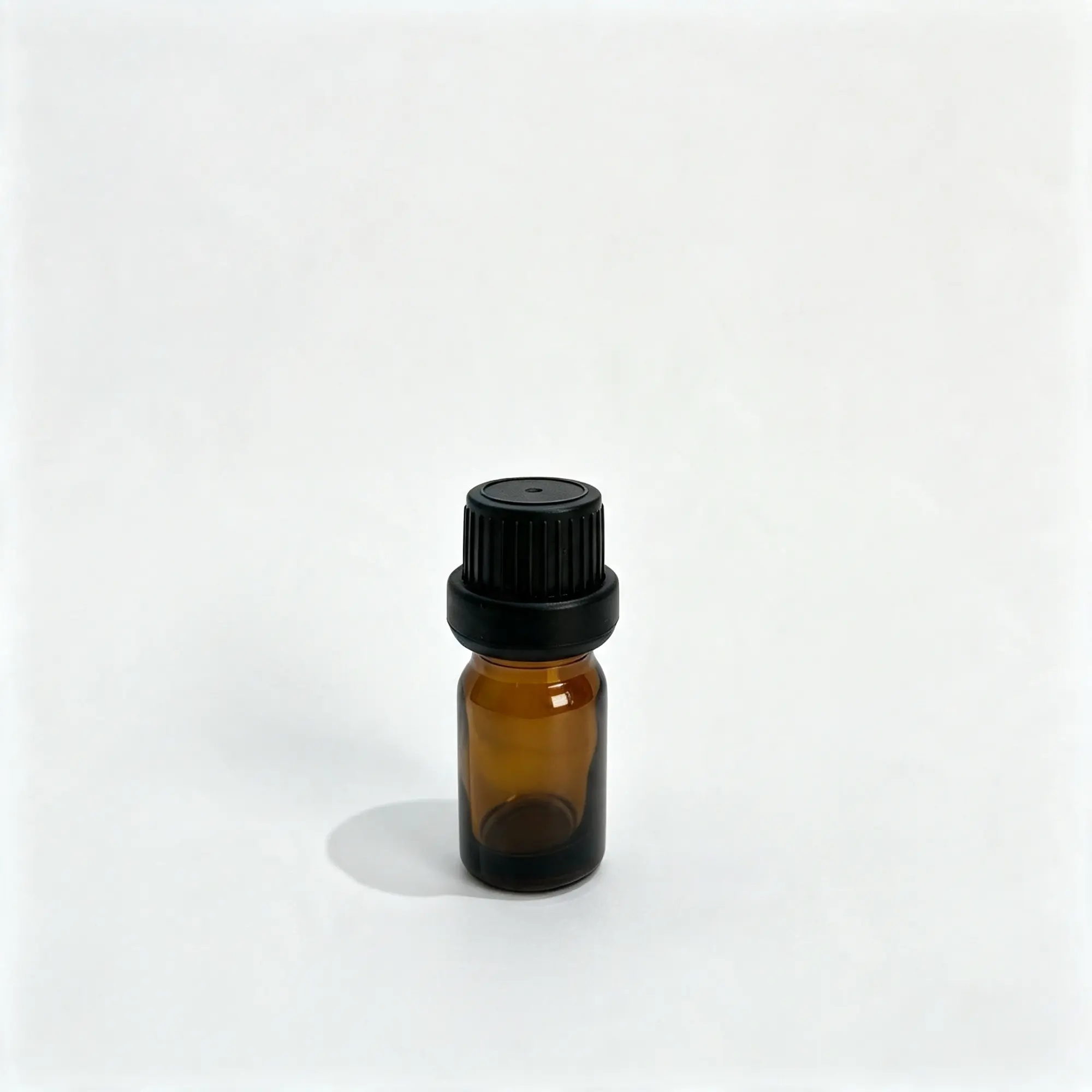 Front view of the 5ml Euro dropper essential oil bottle assembled with a black closure