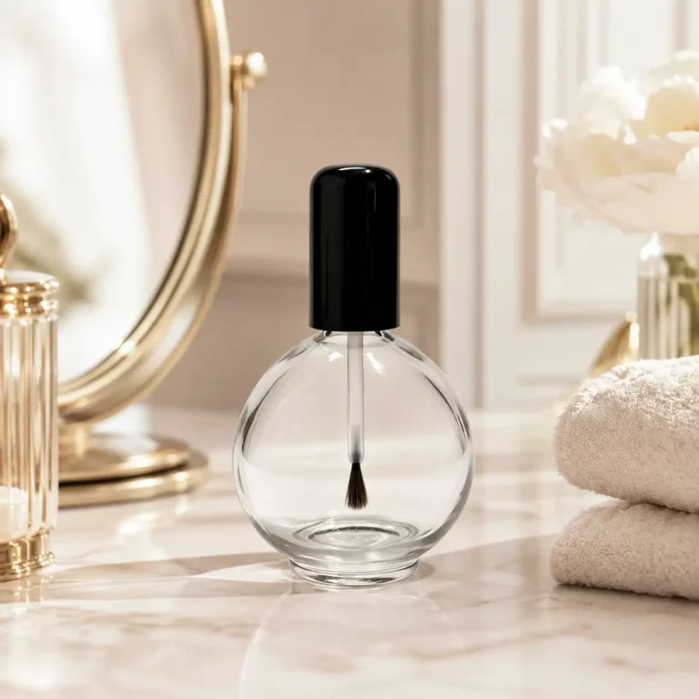 75ml Empty Round Glass Nail Polish Bottle Wholesale with Brush Cap