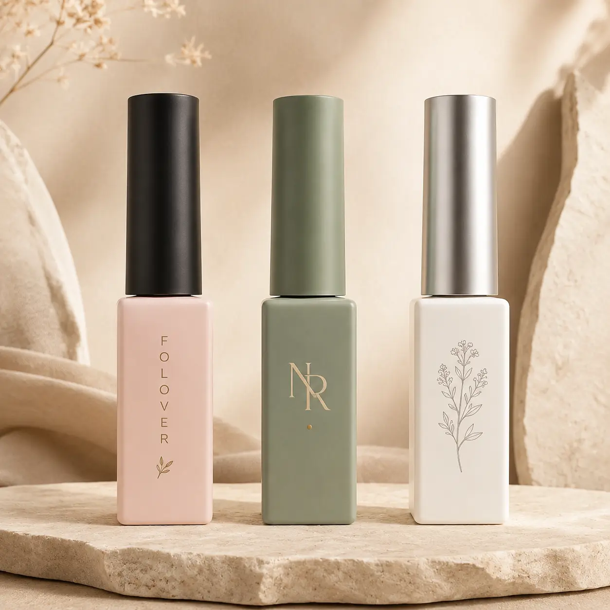 8ml Mini Glass Nail Polish Bottle Printing Color Reference 8ml mini glass nail polish bottles showing different custom printing and decoration color references.