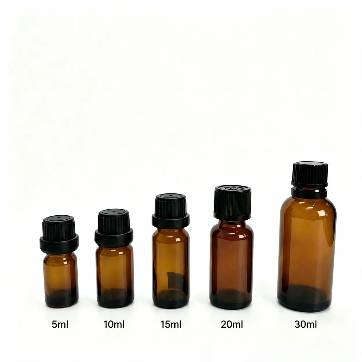 Euro dropper essential oil bottle capacity comparison showing multiple bottle sizes for packaging range planning