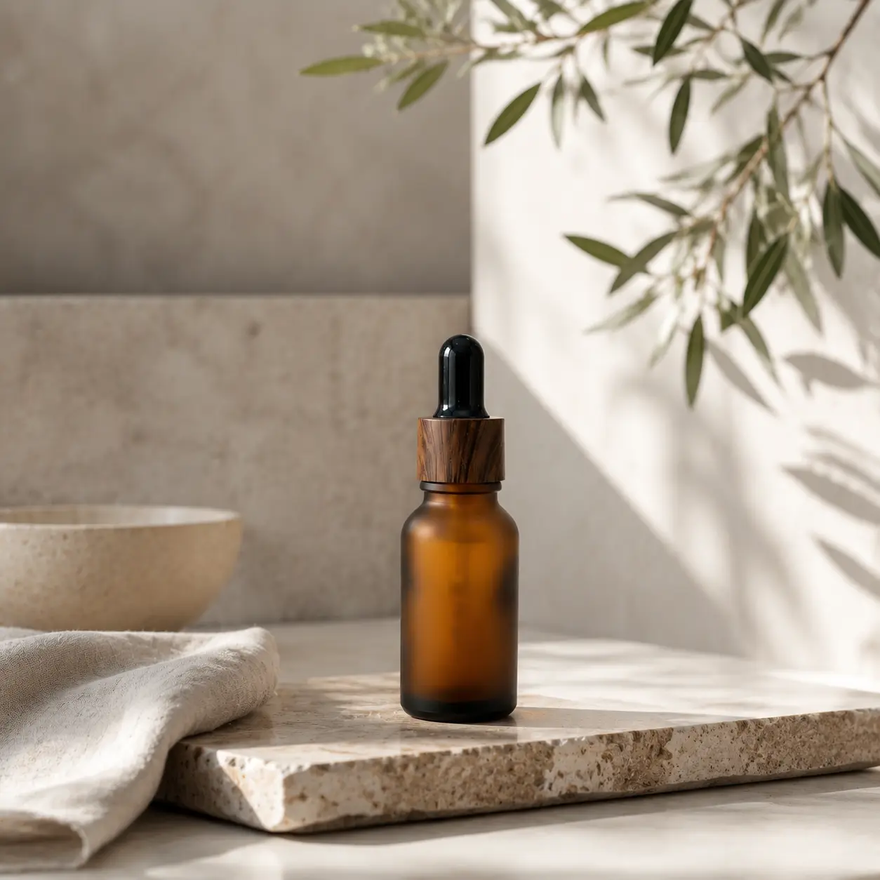 Wholesale 15ml Serum Dropper Bottle Product Scene Wholesale 15ml serum dropper bottle displayed in a complete cosmetic packaging presentation scene.