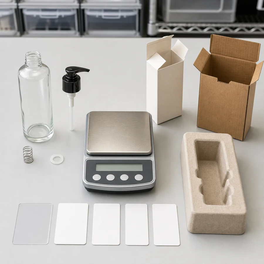 Dati su materiale e peso a livello di componente raccolti per il packaging cosmetico