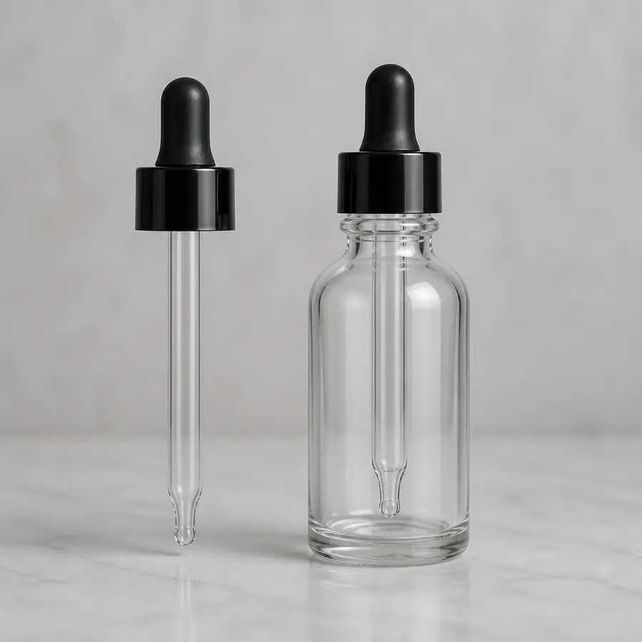 Glass pipette aligned with the internal depth of a serum bottle