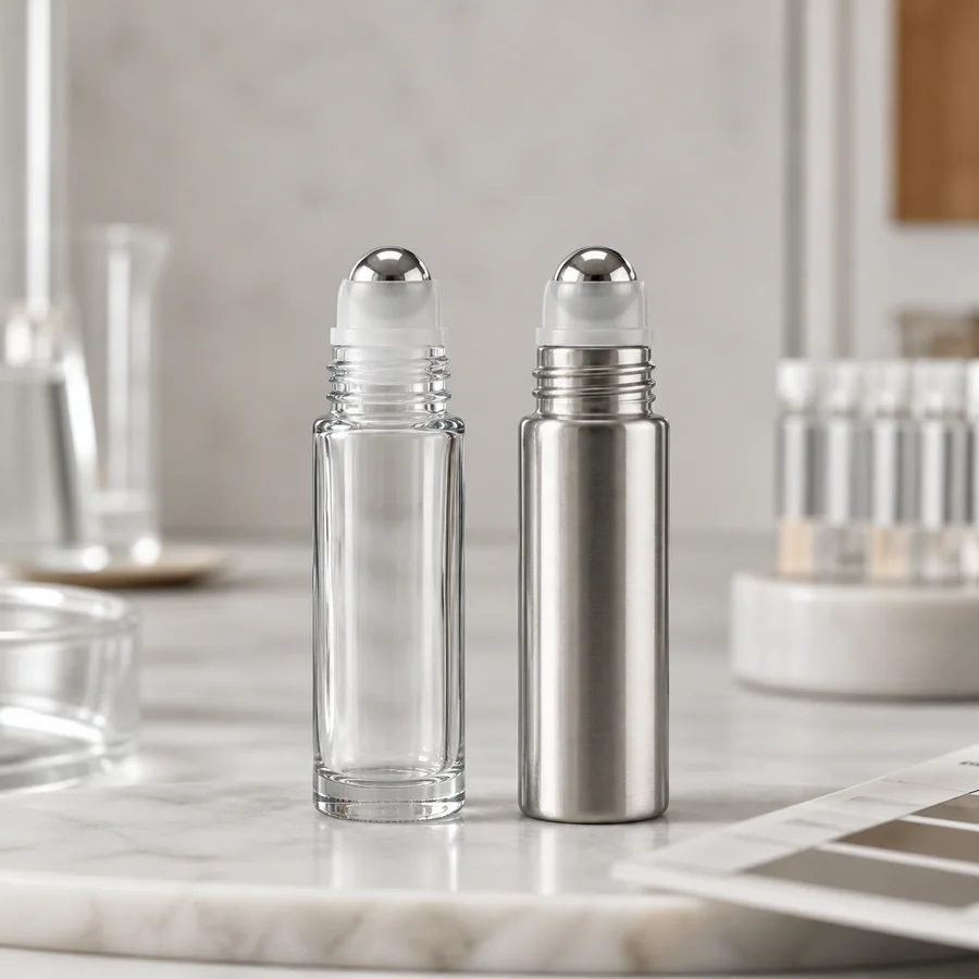 Materialvergleich von Rollerballs aus Metall und Glas