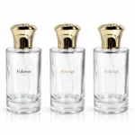 مرجع طباعة شعار مخصص لزجاجة العطر مستقيمة الجوانب 100ml يوضح خيارات العلامة التجارية على جسم الزجاجة لتغليف العطور.