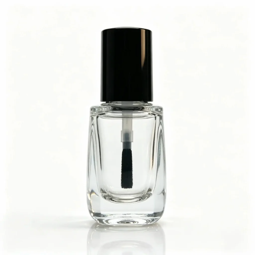 10ml rounded rectangular glass nail polish bottle with black cap