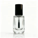 10ml rounded rectangular glass nail polish bottle with black cap