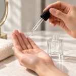 15ml serum bottle presented in a skincare application setting