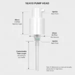 White 18/410 lotion pump dimension diagram showing 40mm height and 20mm diameter