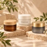 Custom printing and color reference for 30g black glass cream jars with bamboo lids, illustrating decorative branding options for cosmetic packaging.
