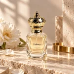 30ml Crown Diamond perfume bottle presented in a fragrance display setting, showing the complete bottle and decorative cap.
